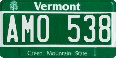 VT license plate AMO538