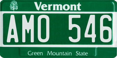 VT license plate AMO546