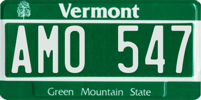 VT license plate AMO547