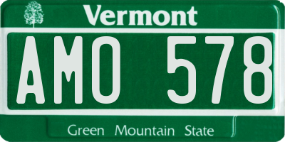 VT license plate AMO578