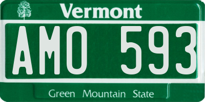 VT license plate AMO593