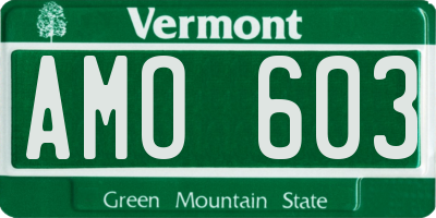 VT license plate AMO603