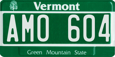 VT license plate AMO604