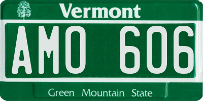 VT license plate AMO606