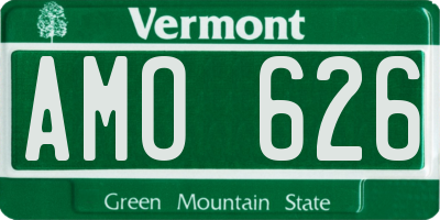 VT license plate AMO626