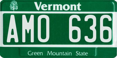 VT license plate AMO636