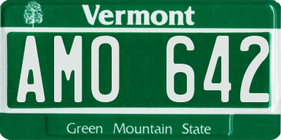 VT license plate AMO642