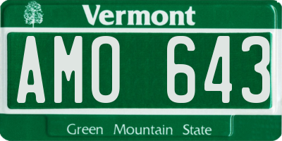 VT license plate AMO643