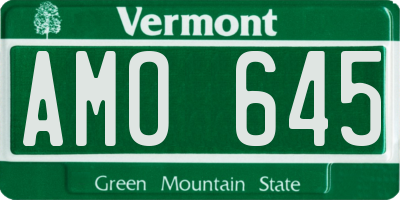 VT license plate AMO645