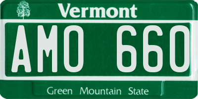 VT license plate AMO660