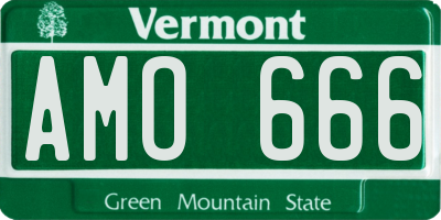VT license plate AMO666