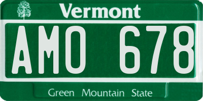 VT license plate AMO678