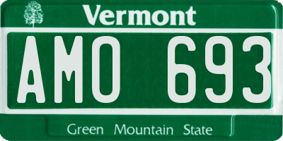 VT license plate AMO693