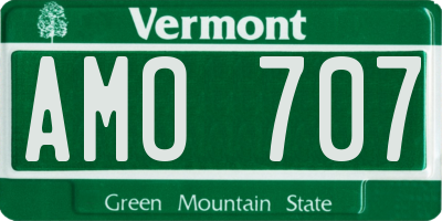 VT license plate AMO707