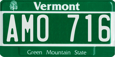 VT license plate AMO716