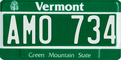 VT license plate AMO734