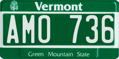 VT license plate AMO736
