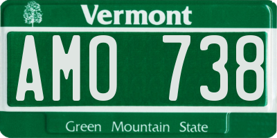 VT license plate AMO738
