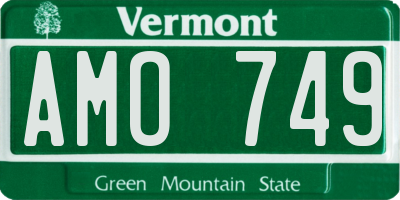 VT license plate AMO749