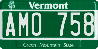 VT license plate AMO758
