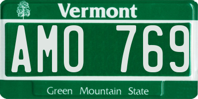 VT license plate AMO769