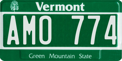 VT license plate AMO774