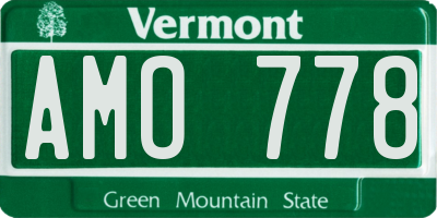 VT license plate AMO778