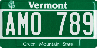 VT license plate AMO789
