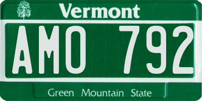 VT license plate AMO792