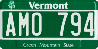 VT license plate AMO794