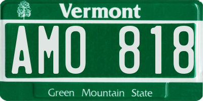VT license plate AMO818