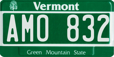 VT license plate AMO832