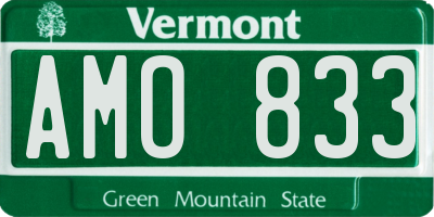 VT license plate AMO833