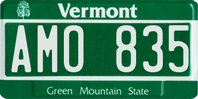 VT license plate AMO835