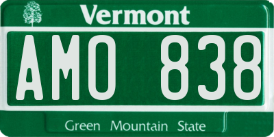 VT license plate AMO838