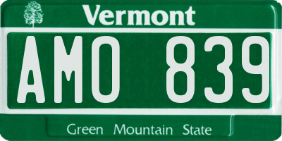 VT license plate AMO839