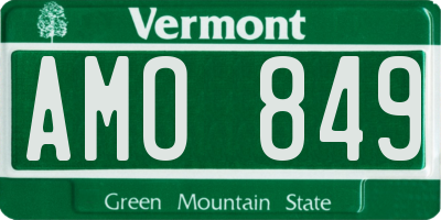 VT license plate AMO849