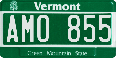 VT license plate AMO855