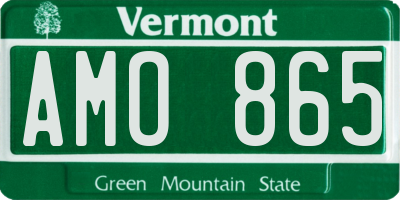 VT license plate AMO865