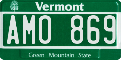 VT license plate AMO869