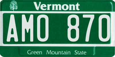VT license plate AMO870