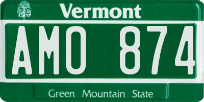 VT license plate AMO874