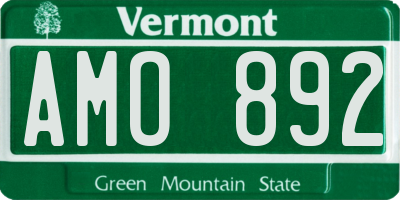 VT license plate AMO892