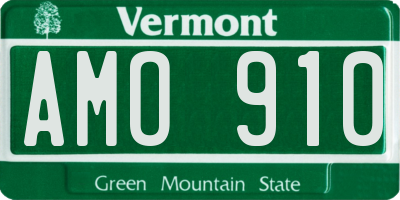 VT license plate AMO910