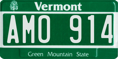 VT license plate AMO914