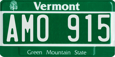 VT license plate AMO915