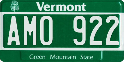 VT license plate AMO922