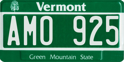 VT license plate AMO925