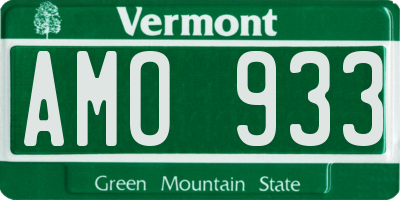 VT license plate AMO933