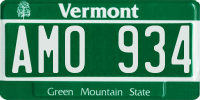 VT license plate AMO934
